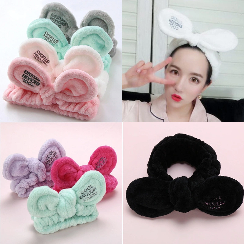 Wholesale Hot Sales Cute Bunny Ears Headbands Plush Letter Wide Rim Headband Comfortable Coral Velvet Women&prime;s Headband