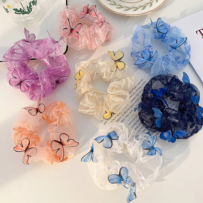 Butterfly Korean Silk Hair Scrunchies Fancy Colorful Simple Hair Bands