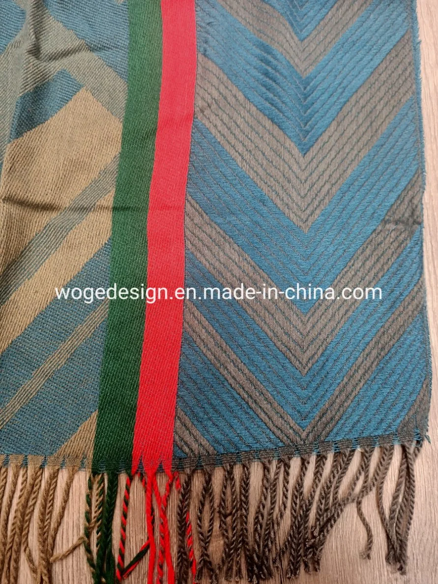 New Designer European Style Modern Jacquard Zigzag Geometrical Long Winter Shawl