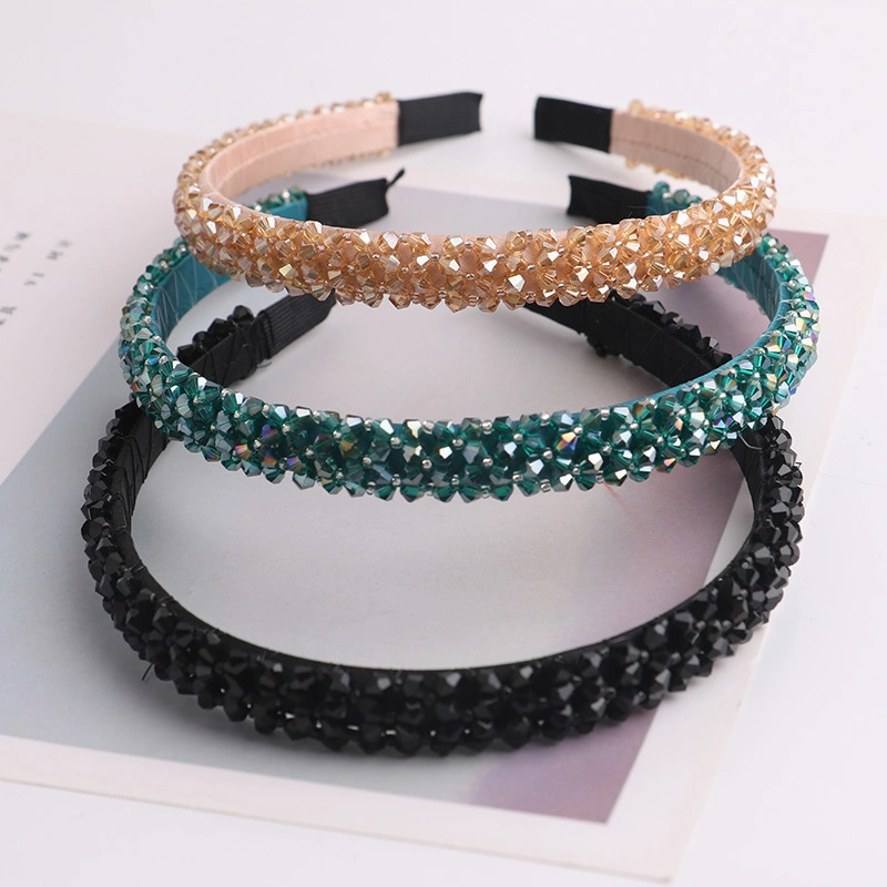 Wide Side of The Sweet Lady Atmospheric Hundred Match Simple Crystal Temperament Hair Band