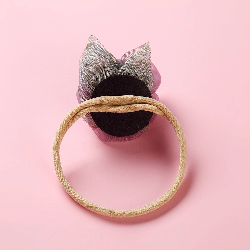 Children&prime;s Hair Jewelry Nylon Rubber Band Net Yarn Silk Flowers Baby Headband Scrunchy Soft Silk Headband