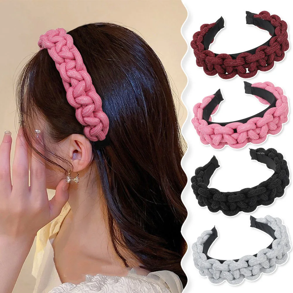 Coarse Rope Woven Twist Girls Solid Color Cloth Chain Braided Hairbands