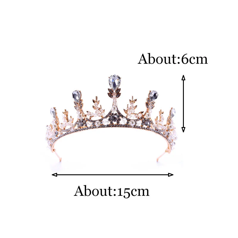 Korean Pearls Rhinestones Wedding Crown Headdress Princess Crown Hairbands