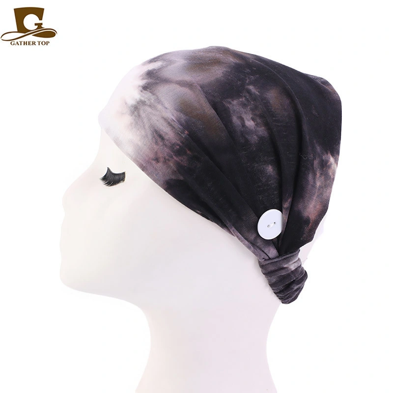 Custom Design Tie Dye Hair Band Anti-Leather Ear Button Headband Nurse Staff Headband