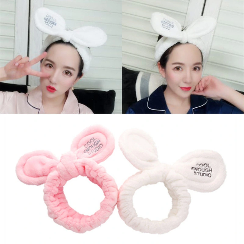 Wholesale Hot Sales Cute Bunny Ears Headbands Plush Letter Wide Rim Headband Comfortable Coral Velvet Women&prime;s Headband