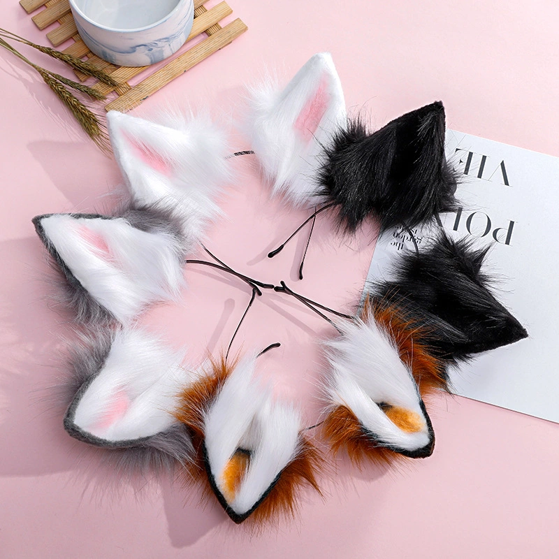 Wholesale Rabbit Ears Headband Rabbit Tail Hair Clip Cute Halloween Fancy Dress Cosplay Handmade Animal Furry Ears Hair Hoop Cos