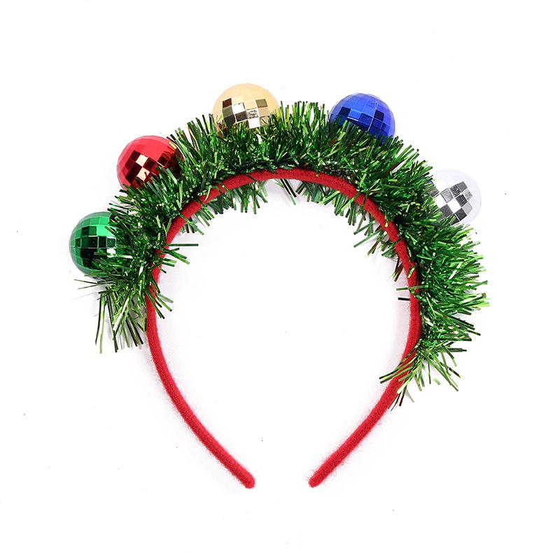 Green Grass Balls Headband for Children Christmas Festival Hair Decoration