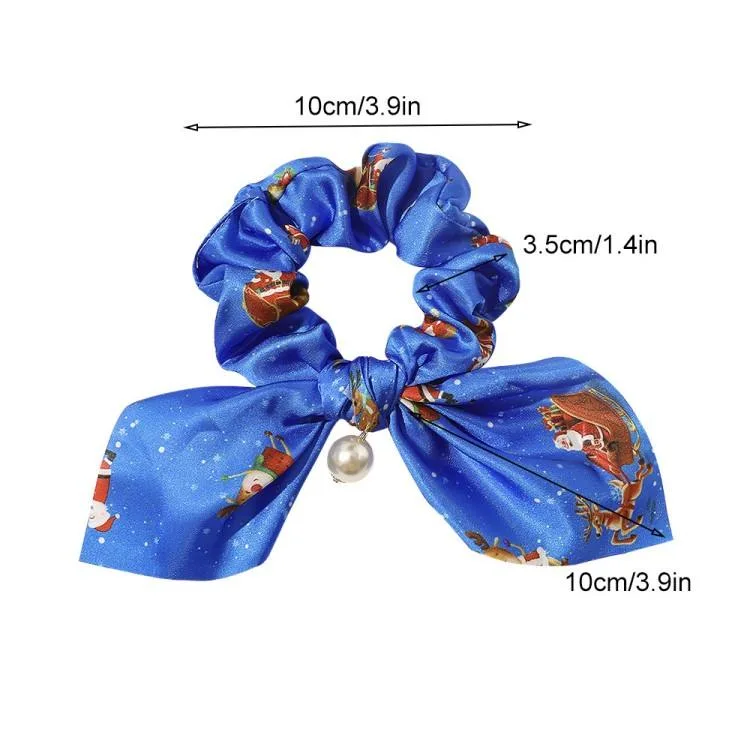 Wholesale Floral Printing Scrunchies Pearl Hair Tie Rainbow Silk Scrunchie Girl Hair Accessories Accessories