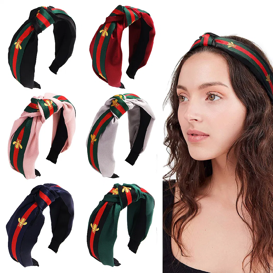 Wholesale Fashion Korean Style Multicolor Striped Elastic Hairband with Bee Patterns