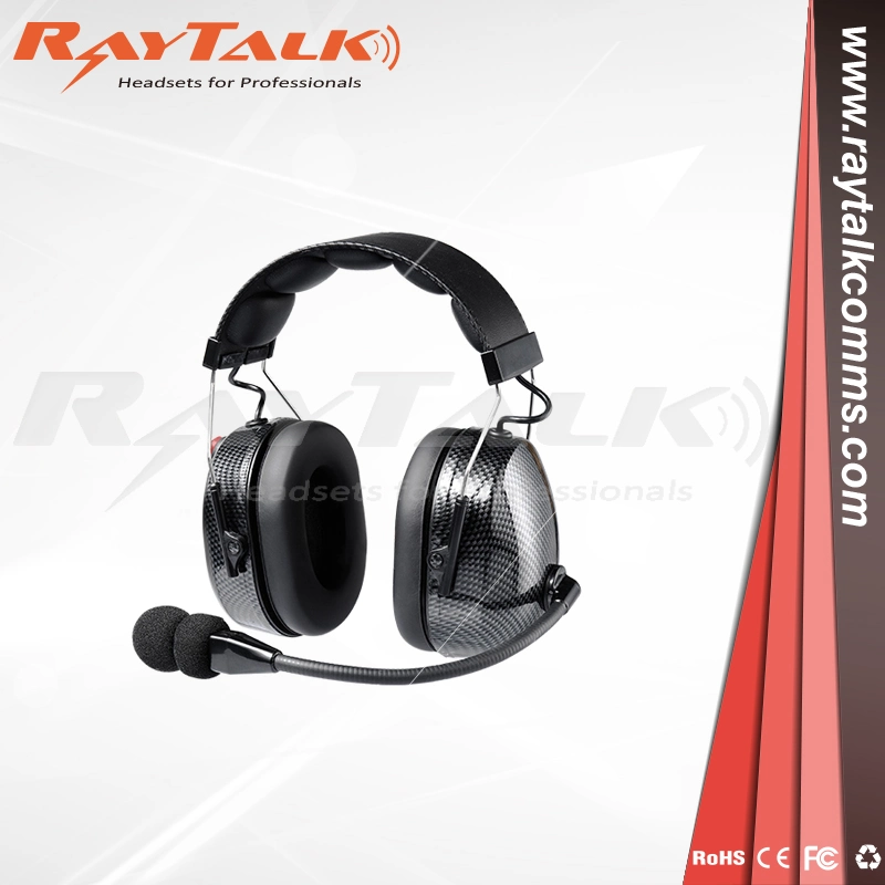 Raytalk Upgraded Premium Carbon Fiber Noise Cancelling Headset with 4 Ptt Buttons and 2 XLR 5 Pin Jack for Two Way Radios Ran-3000q/CF Headset