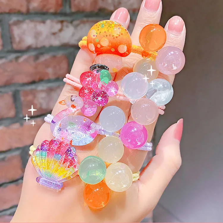 Hot Sale Candy Style Hair Ties Beautiful Ball 5PCS/Set Elastic Hair Bands