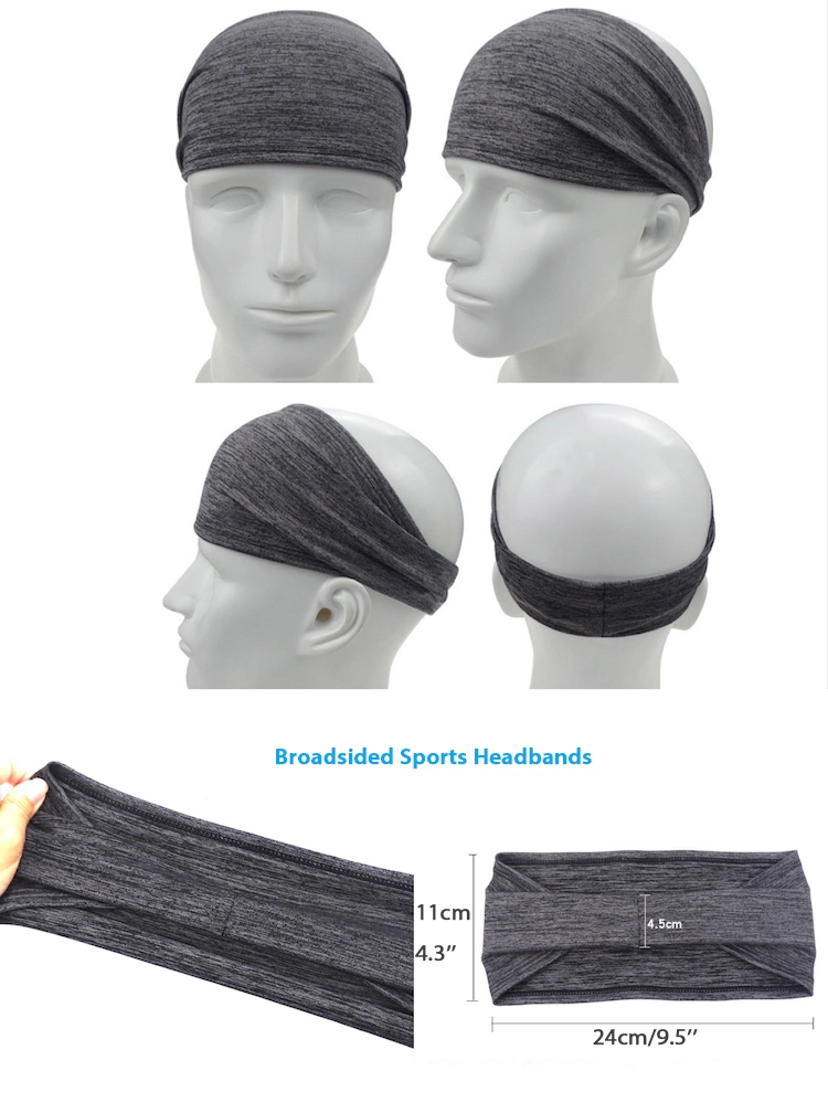 Amazon Hot Selling Wide-Brimmed Workout Headbands, Custom Print Logo Helmet Friendly Wide-Brim Retro Gym Sweat Hairband, Athletic Headband for Men