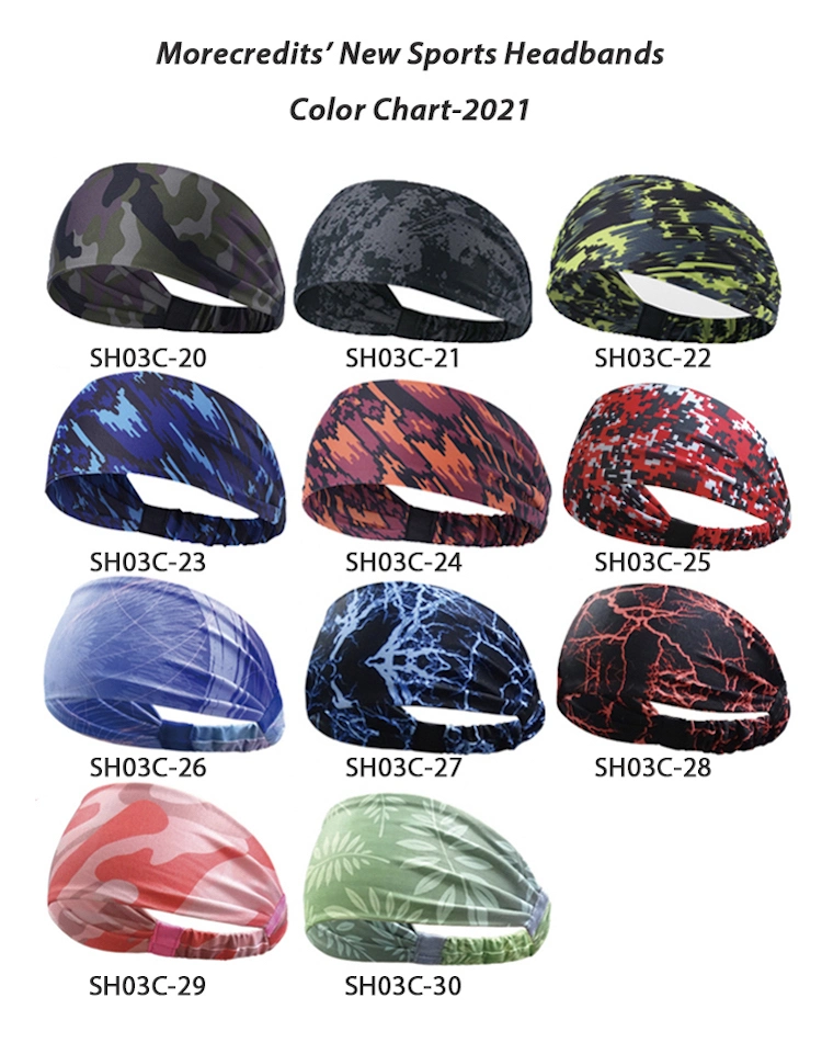 New Camouflage Gradient Headband Sweatbands for Wholesale, Colorful Printed Non-Slip Spandex Sports Head Bands, High Stretchy Gym Hairbands for Men and Women