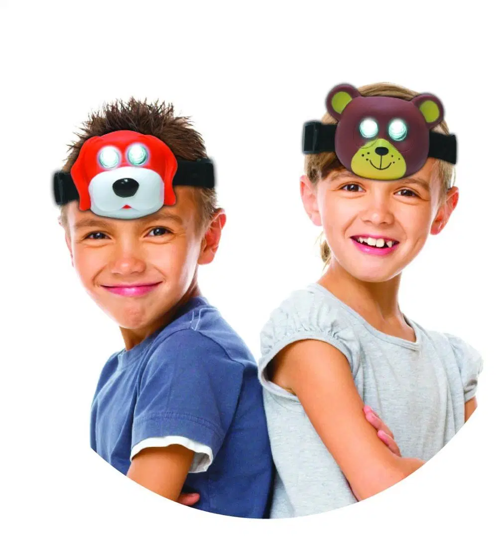 Goldmore11 Animal Kids Head Torch, 2LEDs Children Headlamp, Battery Powered Dog Shape Head Light for Hiking, Camping, and Running