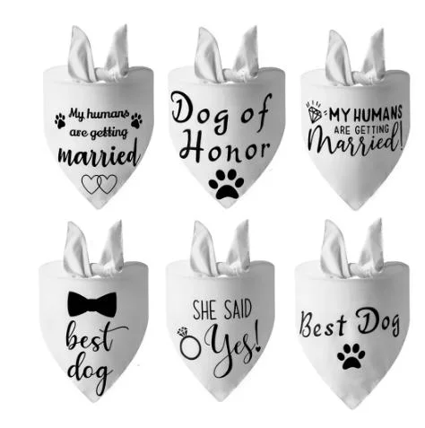 2022 Hot Sell Cross-Border Dog Bandana Wedding Banquet Black Suit Dog Saliva Towel Dog Head Scarf