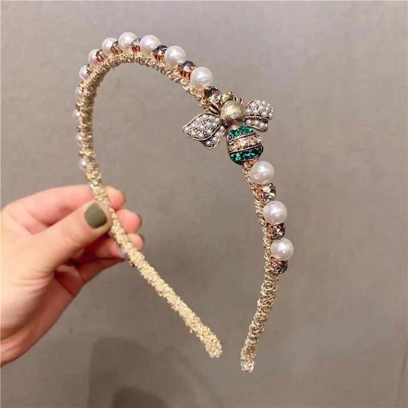 Cute Bee Head Band Hair Band Pearl Designer Women&rsquor; S Hair Band Crystal