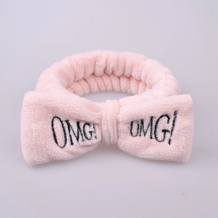 Omg Headbands for Women Girls Bow Wash Face Turban Makeup Elastic Hair Bands Coral Fleece Hair Accessories