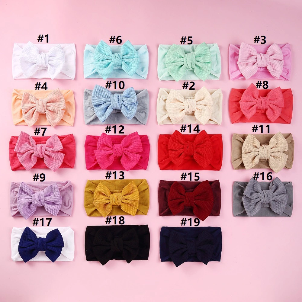 Children&prime;s Hair Strap Head Hoop Fabric Wave Art DOT Bows Baby Headband Woolen Infant Knitted Velvet Headband