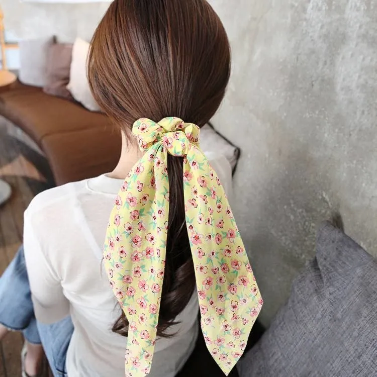 Korean Version Chiffon Floral Bow-Sized Streamer Hairband Simple High-Elastic Headband