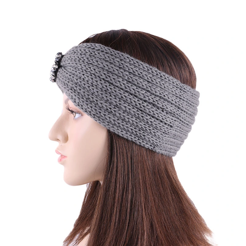 Women Solid Knitting Cross Knot Woolen Warm Headbands