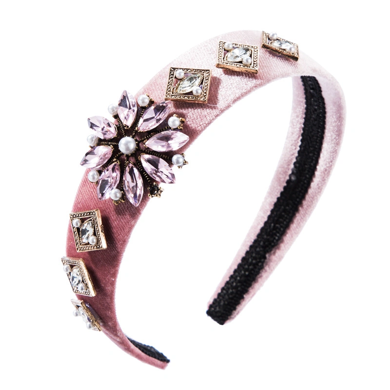 The Hair Is Decorated with Diamond-Encrusted Crystal Flowers and Ultra-Sparkly Wide-Brimmed Headbands