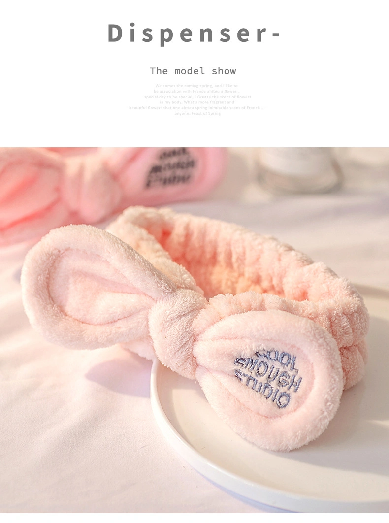 Wholesale Hot Sales Cute Bunny Ears Headbands Plush Letter Wide Rim Headband Comfortable Coral Velvet Women&prime;s Headband