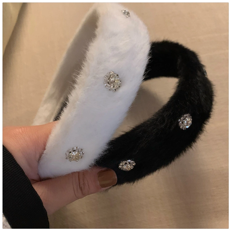 Super Sparkle Zircon Plush Hairbands Headband Delicate Light Luxury Fairy Headband Winter Autumn Head Band for Women