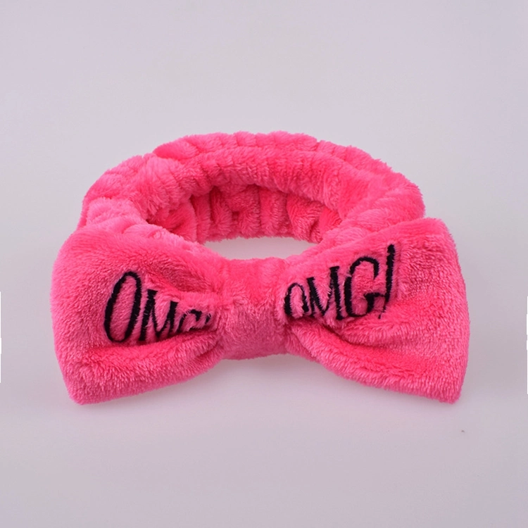 Omg Headbands for Women Girls Bow Wash Face Turban Makeup Elastic Hair Bands Coral Fleece Hair Accessories