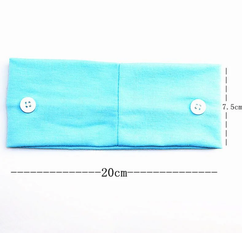 Hot Sale Button Headband Plain Elastic Headband with Buttons to Matck Mask