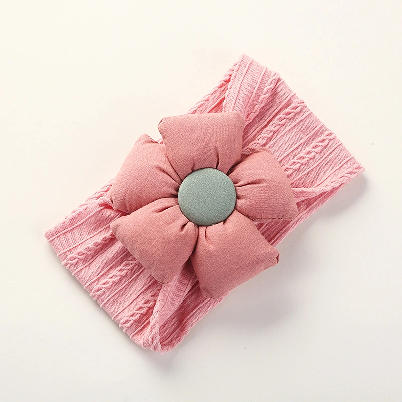 Ins Baby Jacquard Nylon Flower Cute Soft Headband for Baby