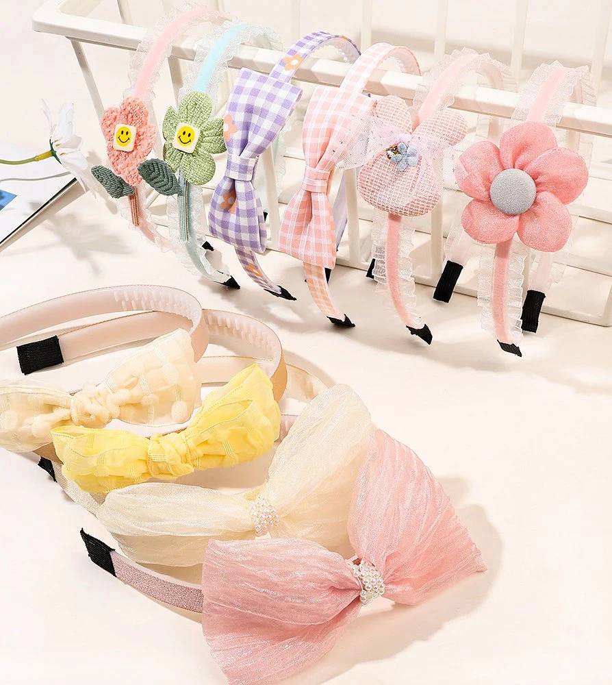 Wholesale Korean Style Candy Color Plastic Hairbands with Flower Patterns for Girls