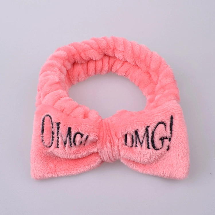 Omg Headbands for Women Girls Bow Wash Face Turban Makeup Elastic Hair Bands Coral Fleece Hair Accessories