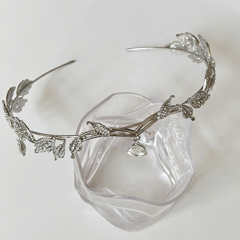 Crown Tree Leaves Hair Band Teardrop Hair Hoop Full Diamond Headbands Bride&prime; S Frontlet