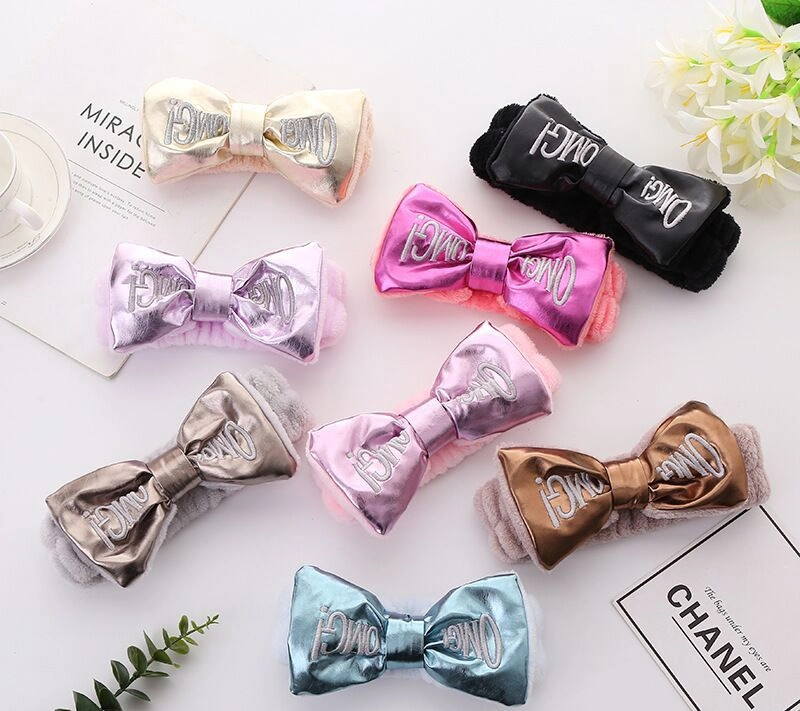 Letter Velvet Bow Headband Girls Makeup Skincare Headband Rabbit Ears Cosmetic Headband for Women