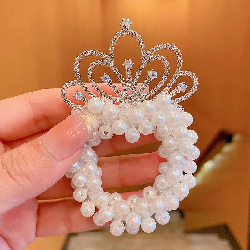 Children&prime;s Hair Ring Super Immortal Pearl Crown Flower Princess Super Immortal Ball Hair Band