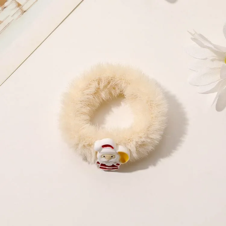 Wholesale Elastic Winter Hair Bands for Women Merry Christmas Party Gift for Girl Soft Plush Fluffy Hair Bracelet Tie Band