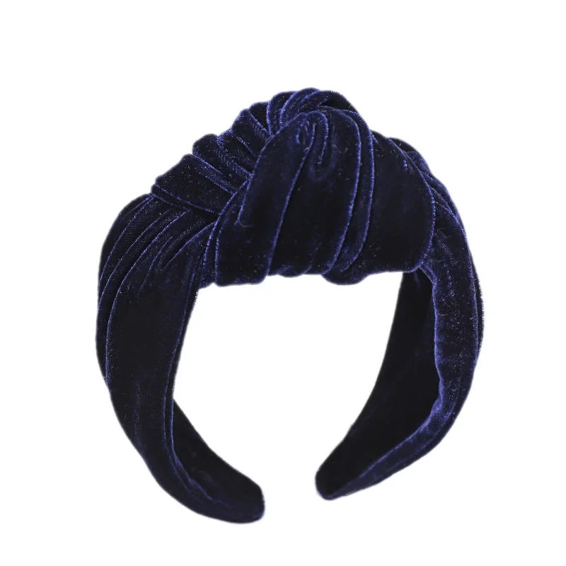 New Solid Colorful Velvet Women Elastic Cloth Knotted Headband Hot Popular Europe&America Hair Band Accessories Ornament