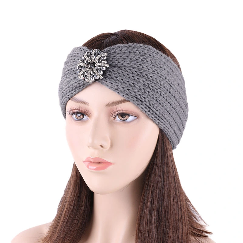 Women Solid Knitting Cross Knot Woolen Warm Headbands