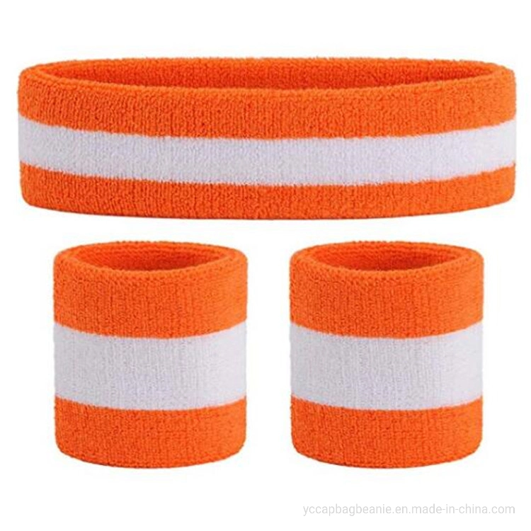 Custom 100%Cotton Sports Sweat Soft Wristband Headband