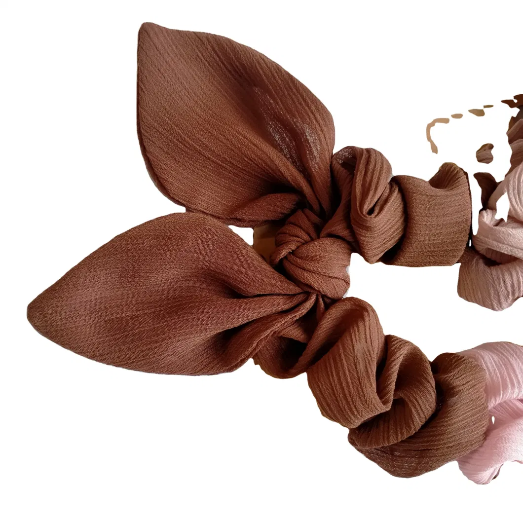 Custom Eco-Friendly Plain Color Hair Scrunchies with Ribbon Soft Hair Bands