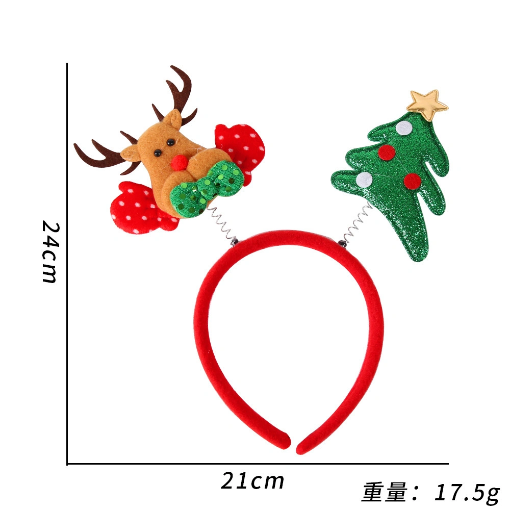 Christmas Headbands Elk Antlers Five-Star Headbands Christmas Decorations Children&prime;s Plastic Headbands Party Decorations