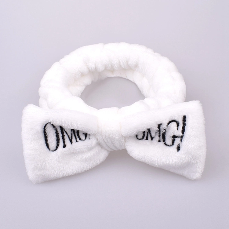 Omg Headbands for Women Girls Bow Wash Face Turban Makeup Elastic Hair Bands Coral Fleece Hair Accessories