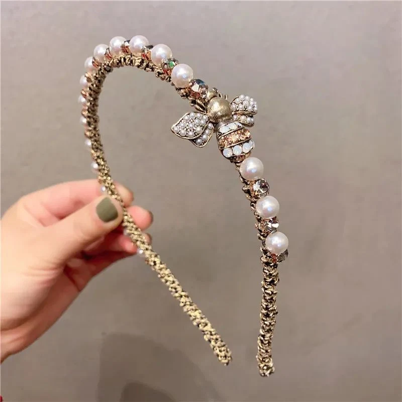 Cute Bee Head Band Hair Band Pearl Designer Women&rsquor; S Hair Band Crystal