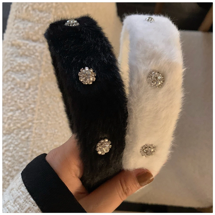 Super Sparkle Zircon Plush Hairbands Headband Delicate Light Luxury Fairy Headband Winter Autumn Head Band for Women