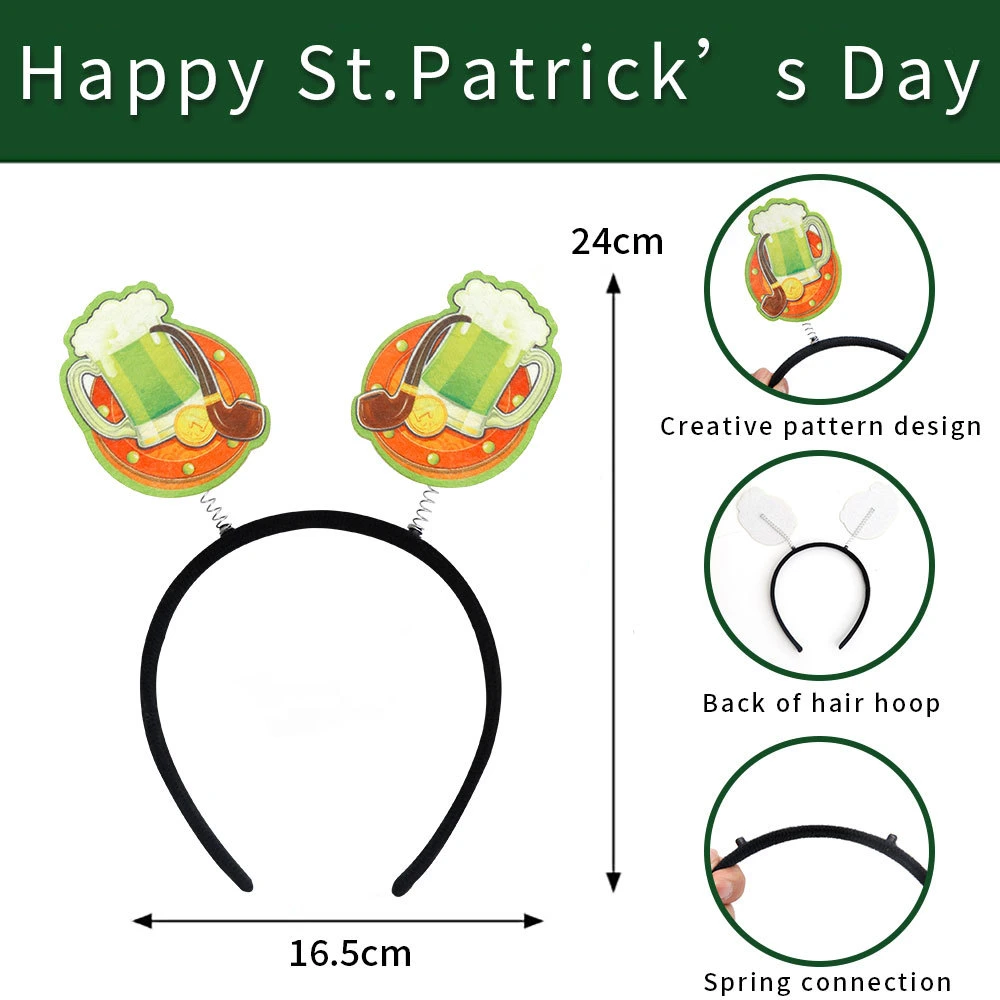 Happy St Patrick&prime;s Day Party Decoration Felt Plastic Headbands