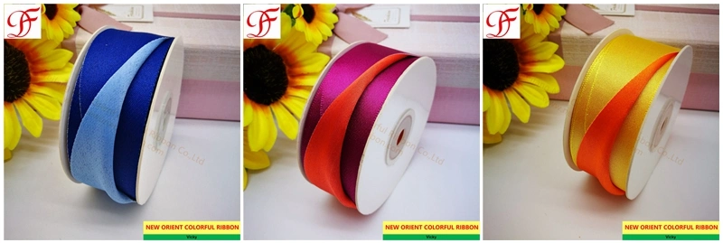 Bicolor Satin Ribbon Double Face Band Cintas Raso Nastri Doppio Fitas Cetim Lint for Hair Bows/Wrapping/Xmas