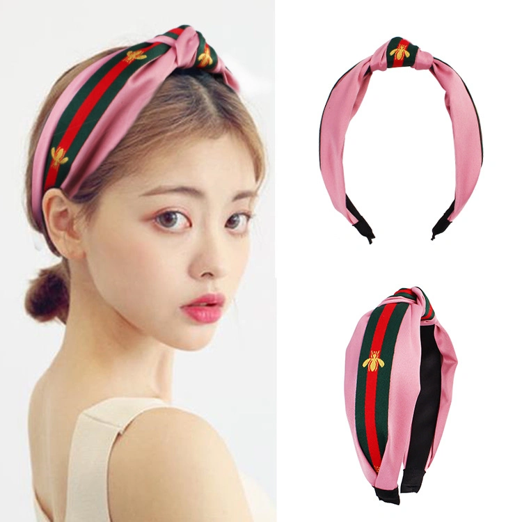 Wholesale Fashion Korean Style Multicolor Striped Elastic Hairband with Bee Patterns