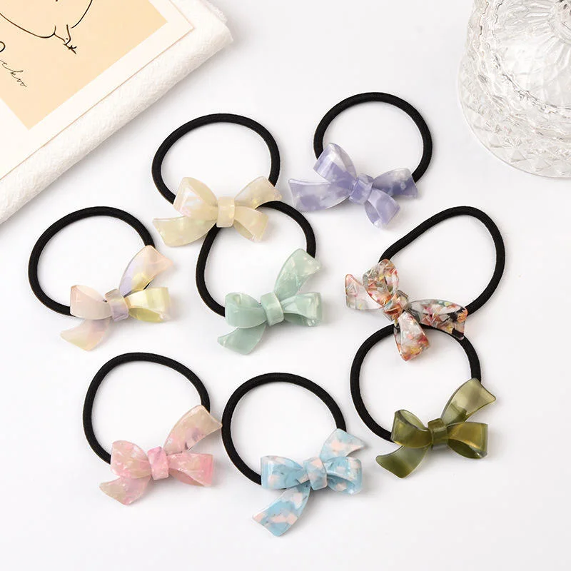 Wholesale Elastic Acetate Hair Ties 5.5cm Hair Ties Bow Hair Rubber Band for Lady Girls