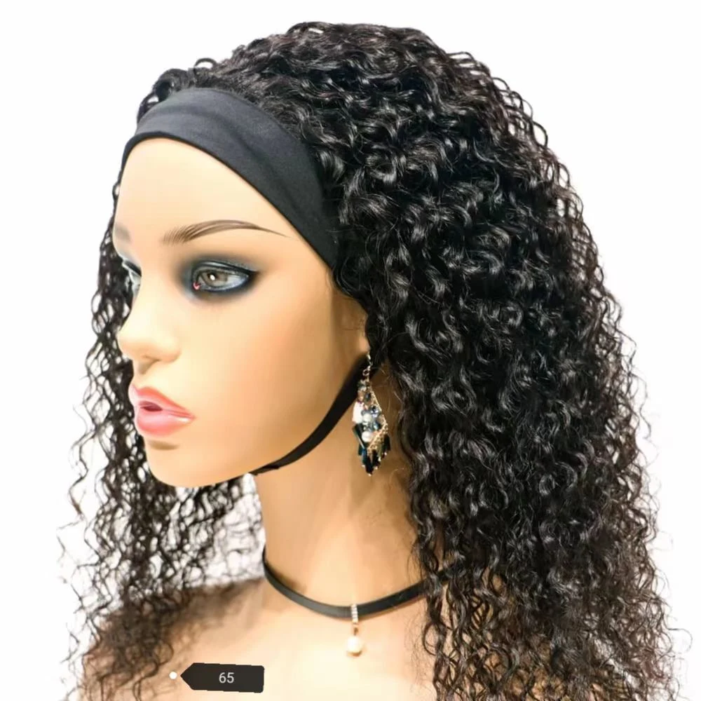 Human Hair Curly Wigs for Black Women Brazilian Virgin Remy Human Hair Headband Wig