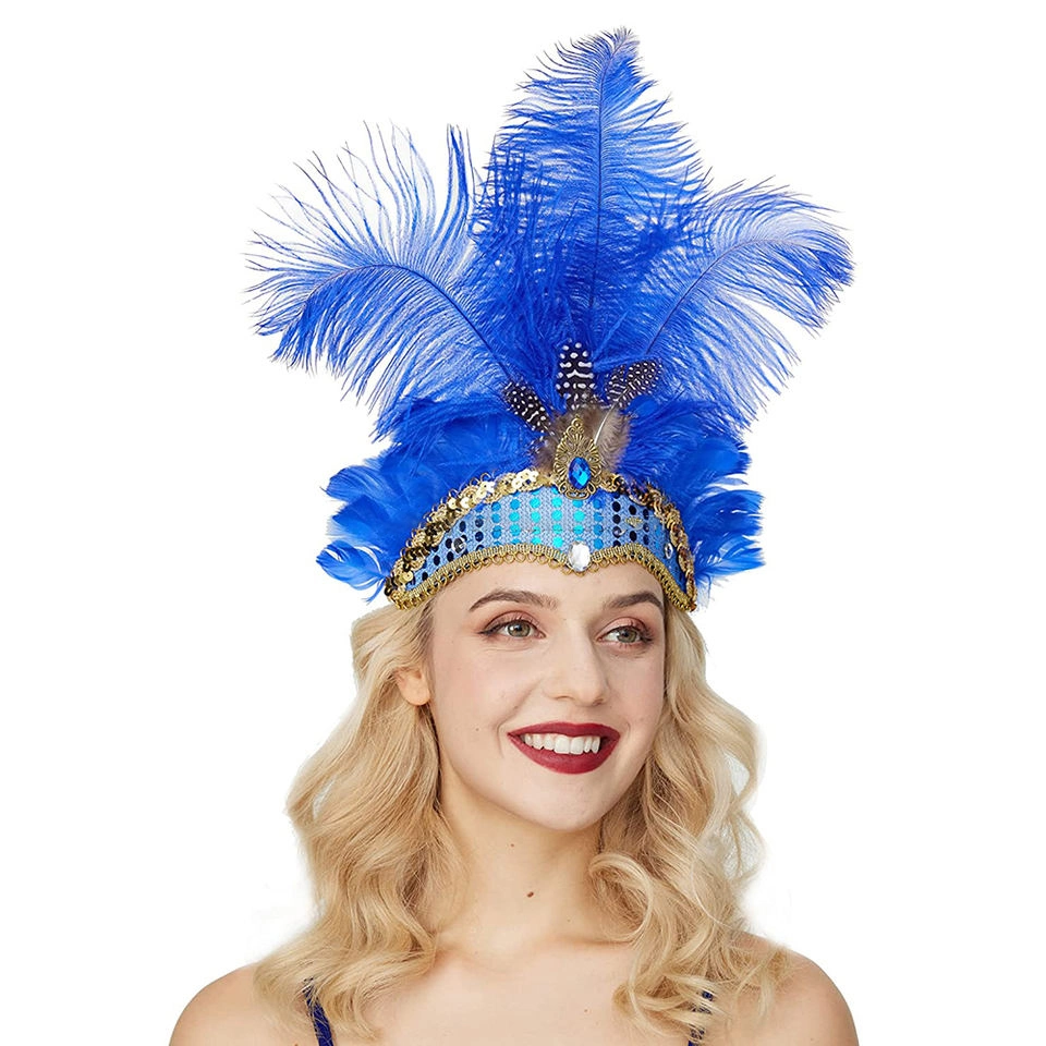 Carnival Feather Headpiece Showgirl Headband Mardi Gras Headpiece Venice Hawaii